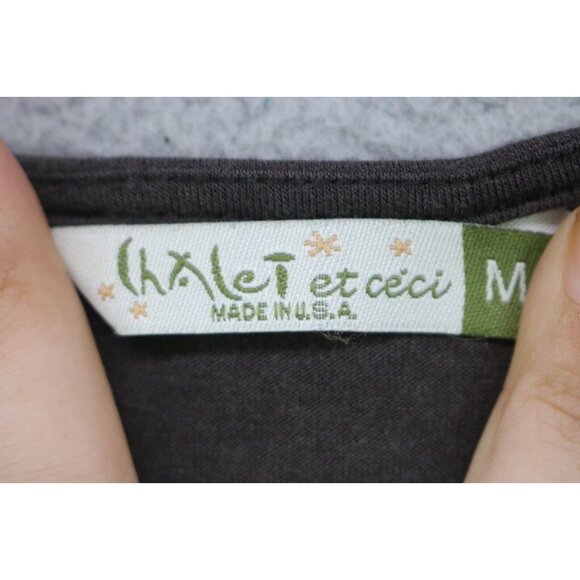 Chalet Et Ceci Brown Long Sleeve Bamboo Blend Midi Dress-Size Medium-Minimalist - Picture 5 of 10